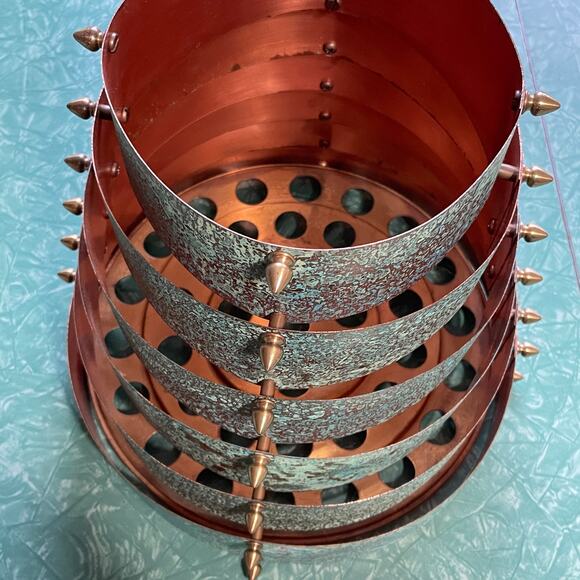 Original Frank Stone Art Hanging Light Fixture Copper Brutalist MCM Signed - Picture 8 of 10